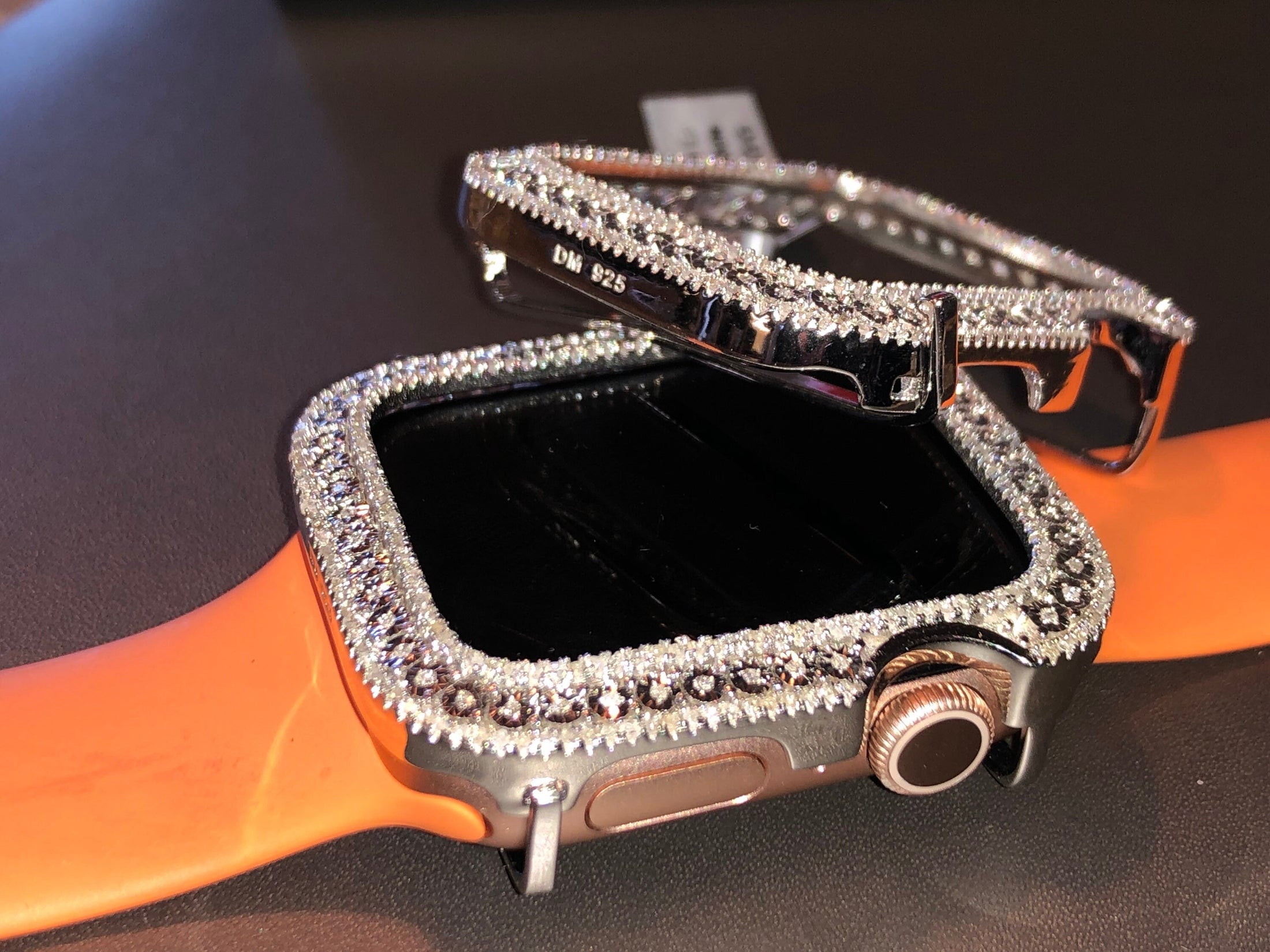 Real Diamond 8 Series bezel | Luxury Diamond case | Apple Watch 41/45mm | Diamond Apple Watch Bezel | Hiphop Watch |10K Gold vermeil