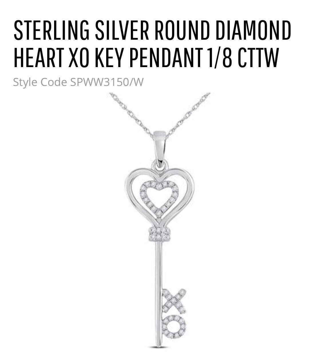 Real Diamond XO Heart Key pendant beautiful perfect gift Free gift wrapping. 100% natural genuine diamonds Fast shipping! Authenticity incl