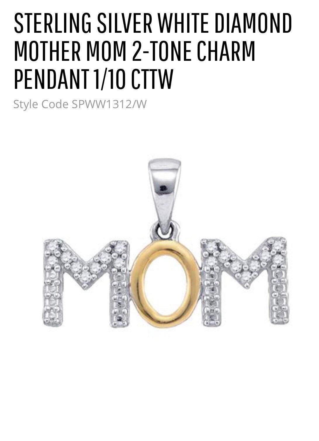 Real Diamond Mother Mom Pendant Charm Not CZ Not simulated. authenticity card and gift wrapping included! Best gift For holiday! sale!