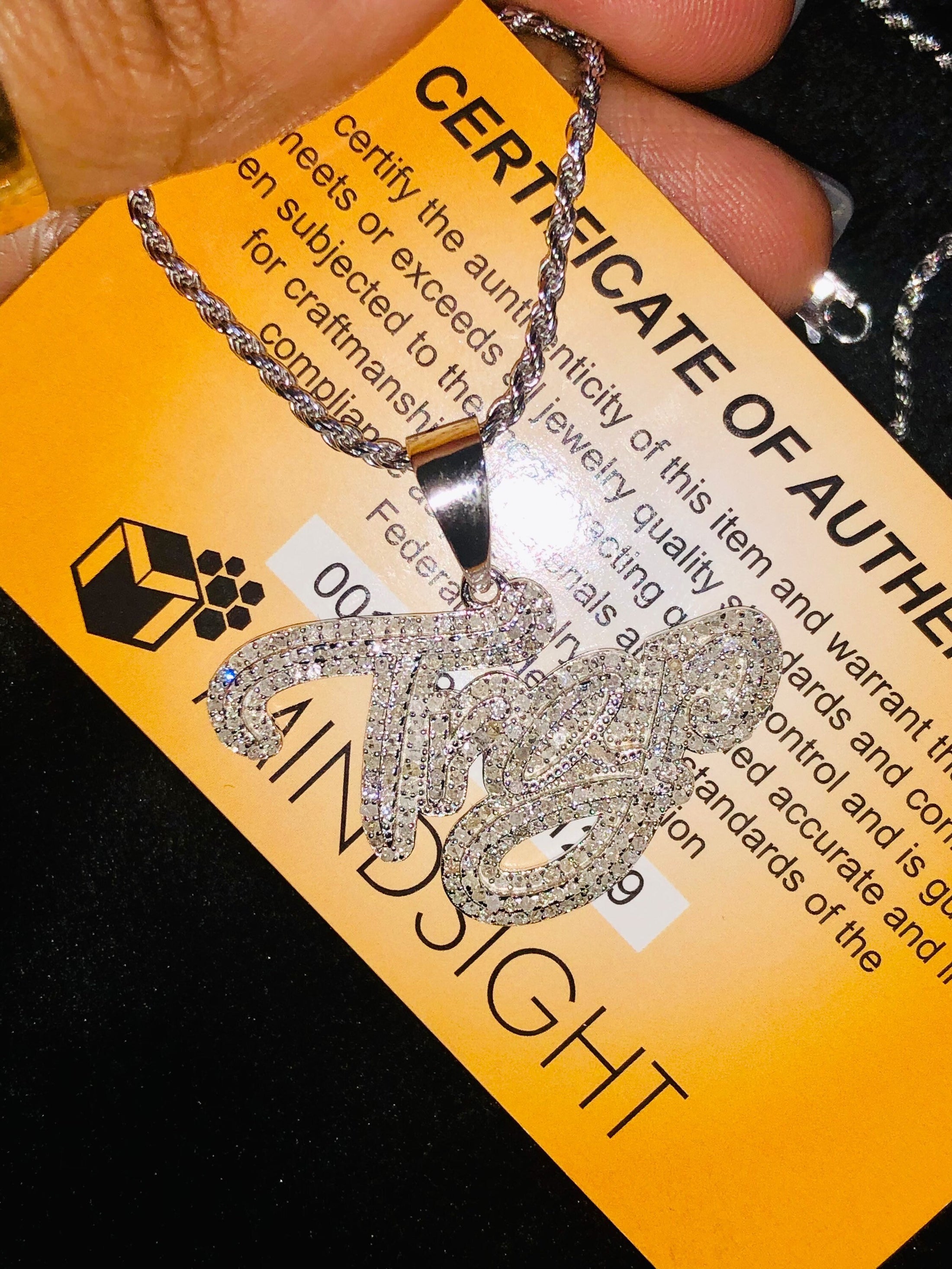 Real Diamond “Trap” pendant charm w/Rope chain Not CZ not moissanite not lab Biggest sale on genuine diamond pendants Authenticity card incl