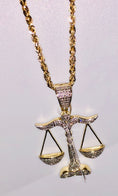 Load image into Gallery viewer, 10k solid gold Not plated 10k real Diamond not CZ not lab made justice scale pendant charm Free appraisal doc included! holiday!
