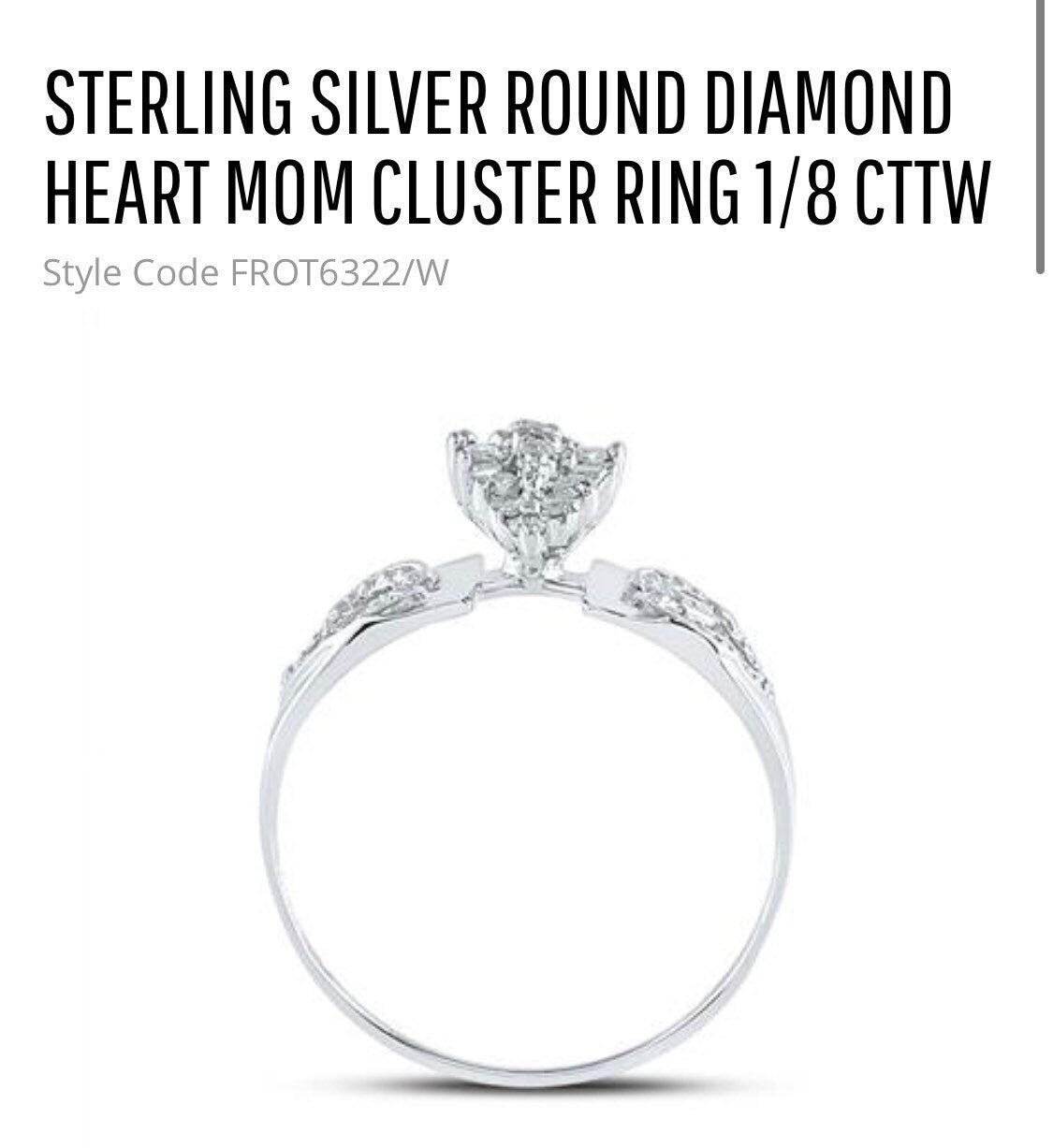 Genuine Round Diamond Heart Mom Ring 1/8 cttw natural diamond best gift for moms Free Gift led box fast shipping Best holiday Sale!