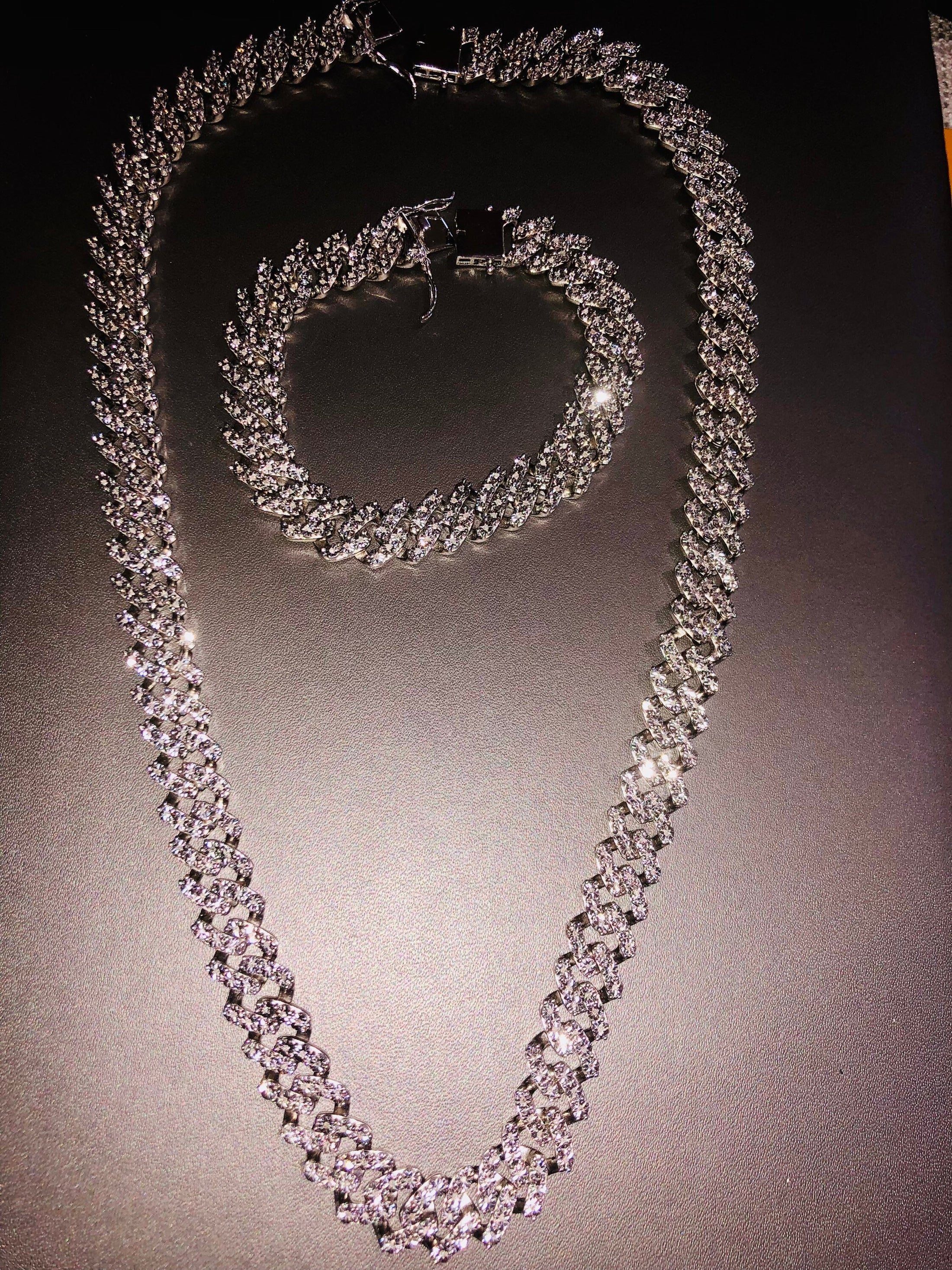 Real diamond Cuban link necklace & matching bracelet set Semi Annual sale! Not CZ not moissanite unbeatable prices authenticity card incl.