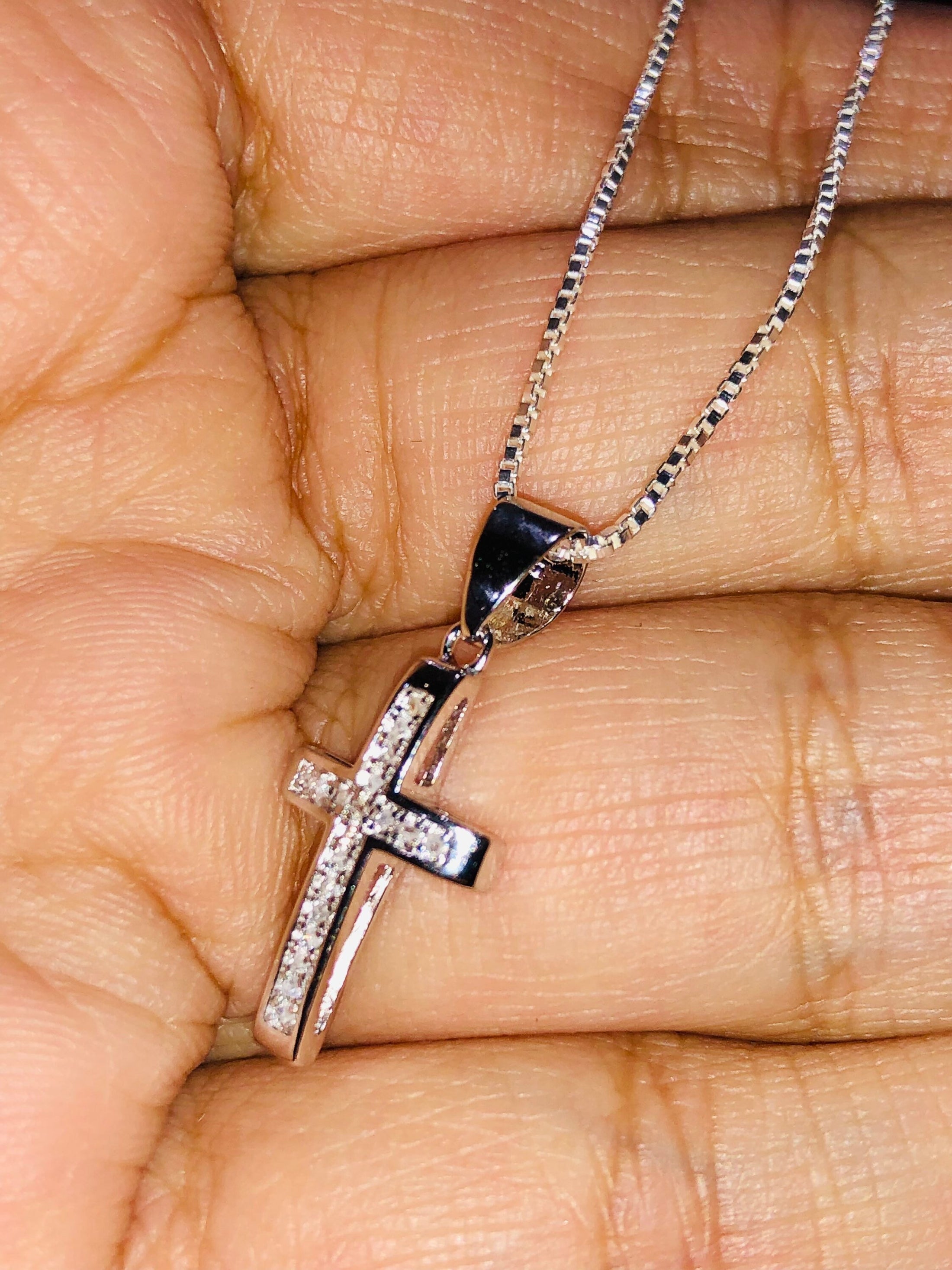 Real diamond cross pendant charm beautiful elegant necklace. chain included unisex best gift Christmas birthday anniversary free gift box!