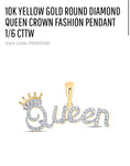 Load image into Gallery viewer, Queen Pendant | 10k Gold | Diamond | Bling | Luxury | Custom Charm | For Him | For Her | Christmas Gift
