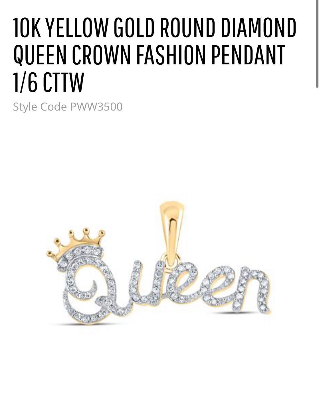 Queen Pendant | 10k Gold | Diamond | Bling | Luxury | Custom Charm | For Him | For Her | Christmas Gift