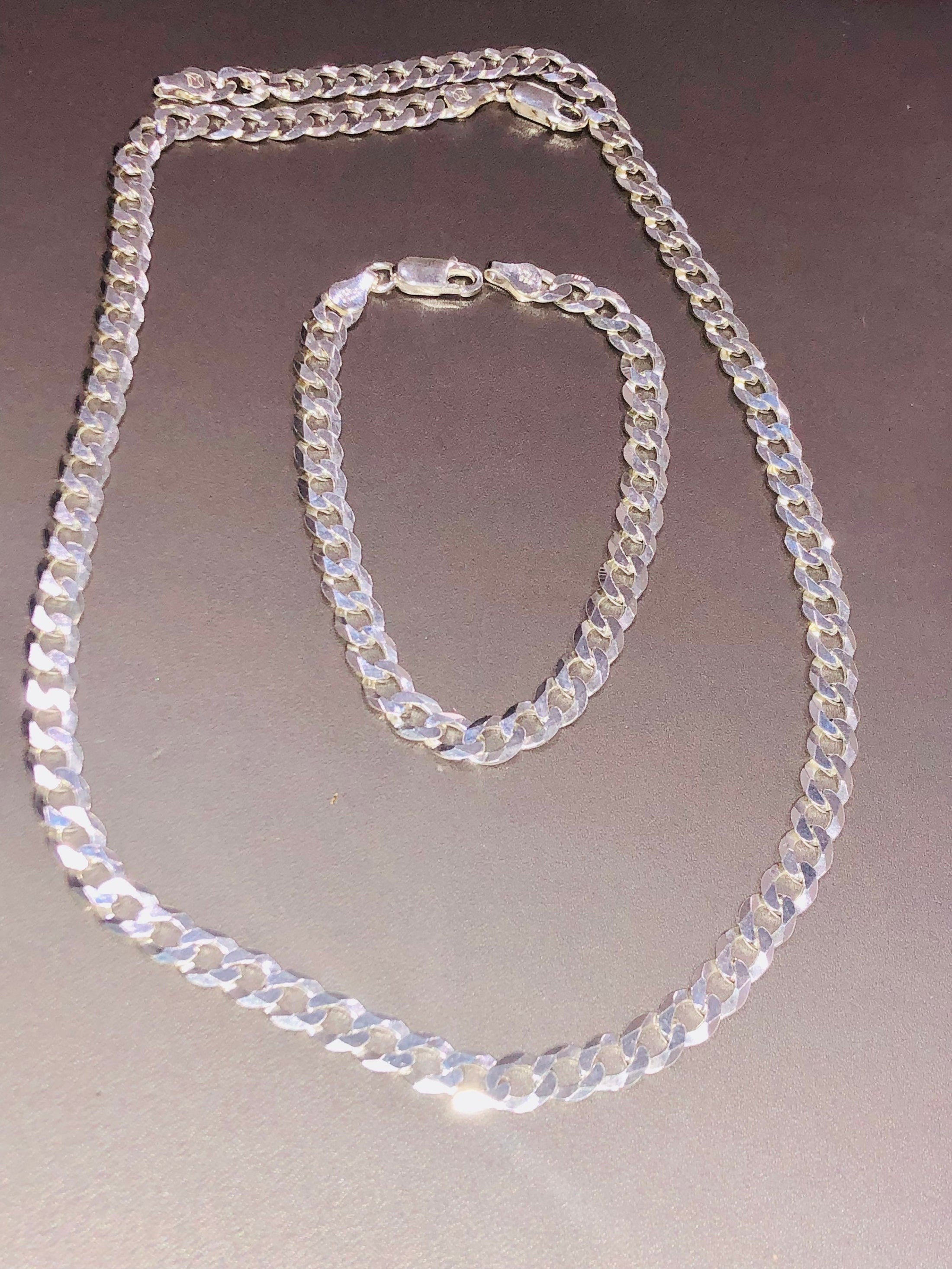 Diamond cut solid Cuban link chain & bracelet set! Huge Semi Annual sale deals holiday gift best seller last set gift wrapped! Wow!