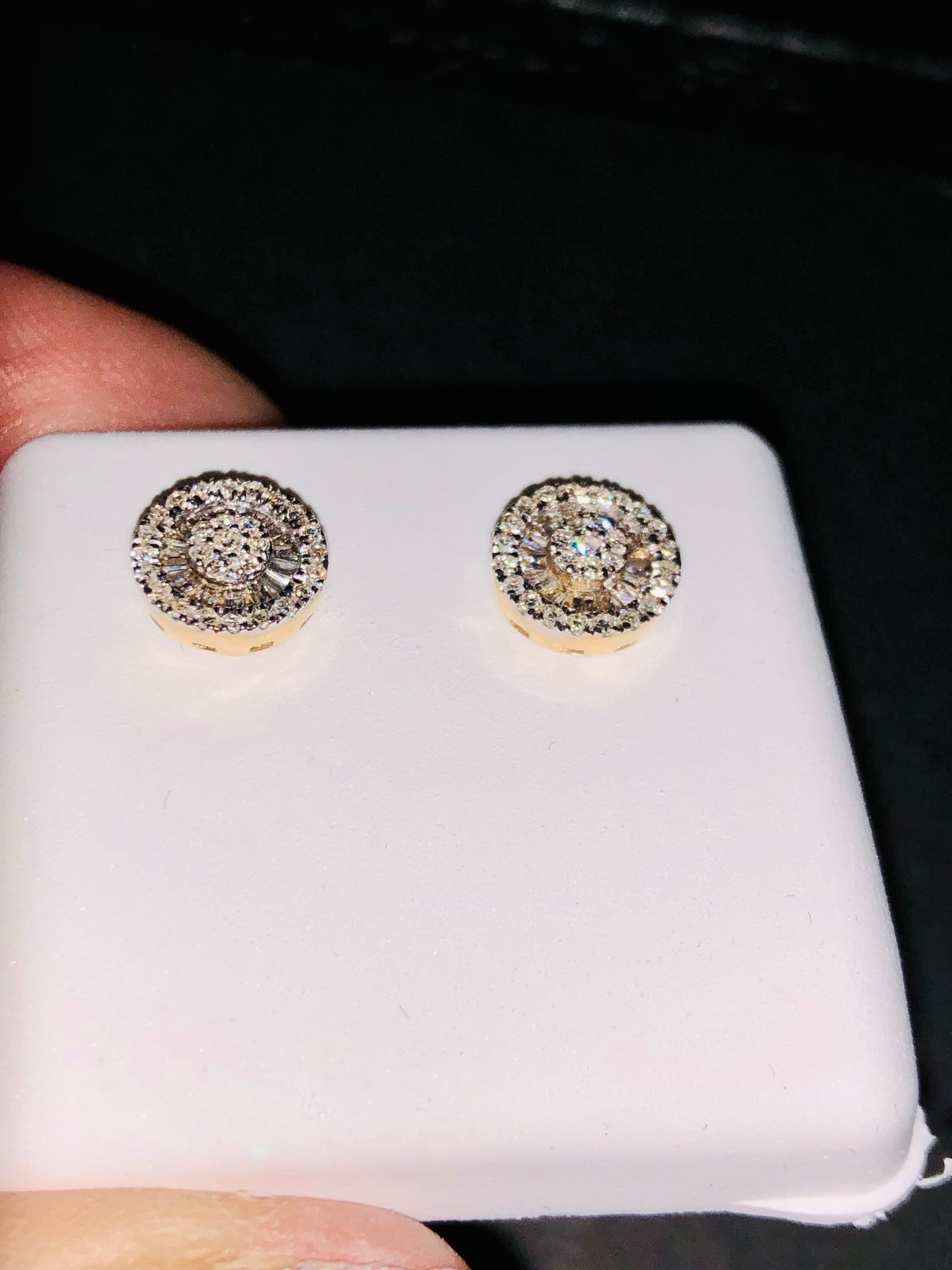 10k solid gold real diamond baguette earrings not plated not CZ comes w free appraisal and gift packaging best cyber week sale holiday