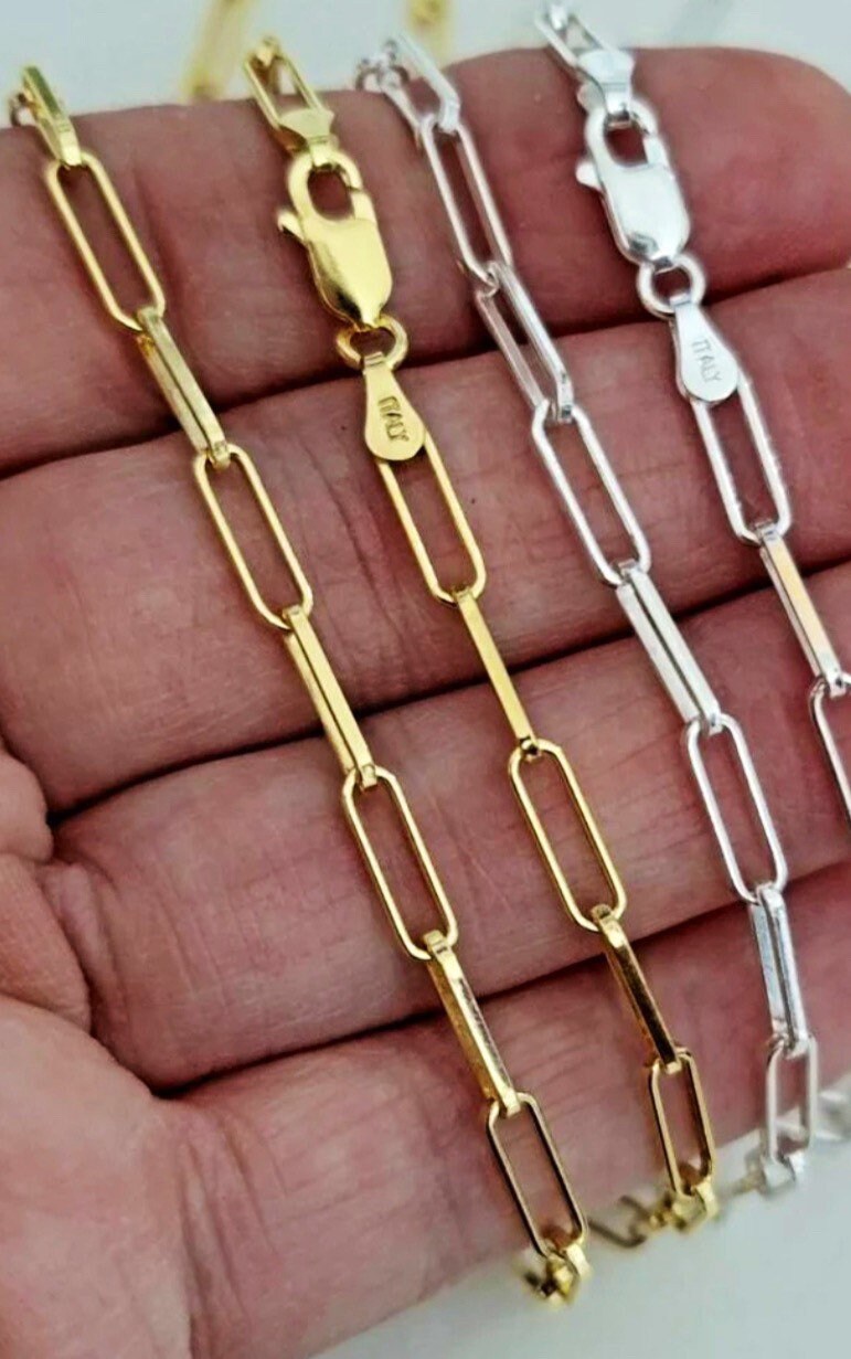 Paper Clip Chain | 10k Gold Vermeil | Slim | Dainty | Necklace | Stunning | For Her | Christmas Gift