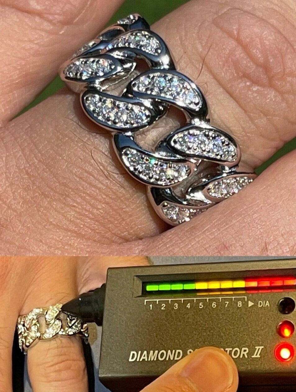 14k White Gold Vermeil Diamond Ring 2ct VVS D color Cuban Link Ring Custom made Passes diamond tester Best wedding anniversary birthday gift