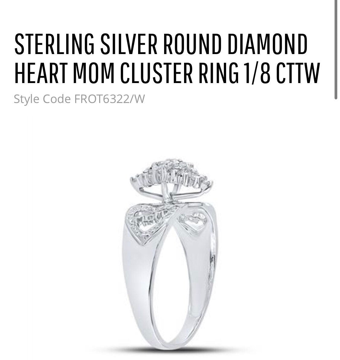 Genuine Round Diamond Heart Mom Ring 1/8 cttw natural diamond best gift for moms Free Gift led box fast shipping Best holiday Sale!