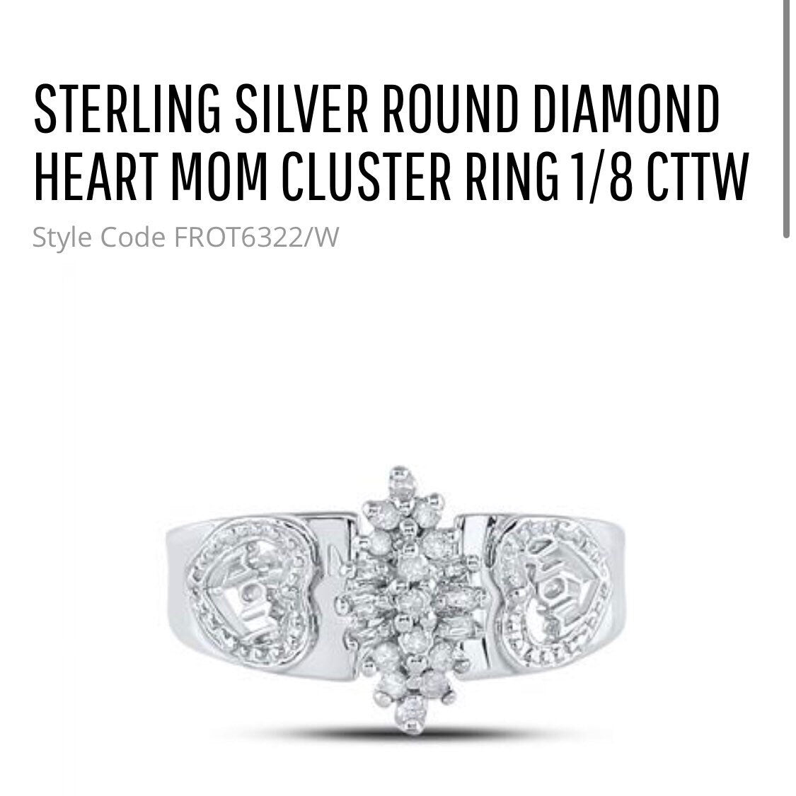Genuine Round Diamond Heart Mom Ring 1/8 cttw natural diamond best gift for moms Free Gift led box fast shipping Best holiday Sale!