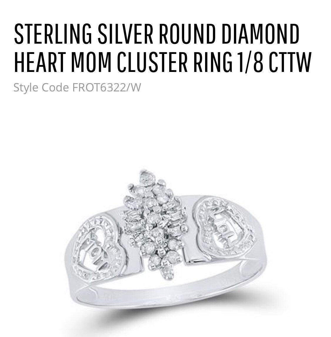 Genuine Round Diamond Heart Mom Ring 1/8 cttw natural diamond best gift for moms Free Gift led box fast shipping Best holiday Sale!