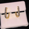 Cargar la imagen en la vista de la galería, Beautiful Real Diamond Baguette Hoop Earrings 1/4 cttw certified natural diamonds.
