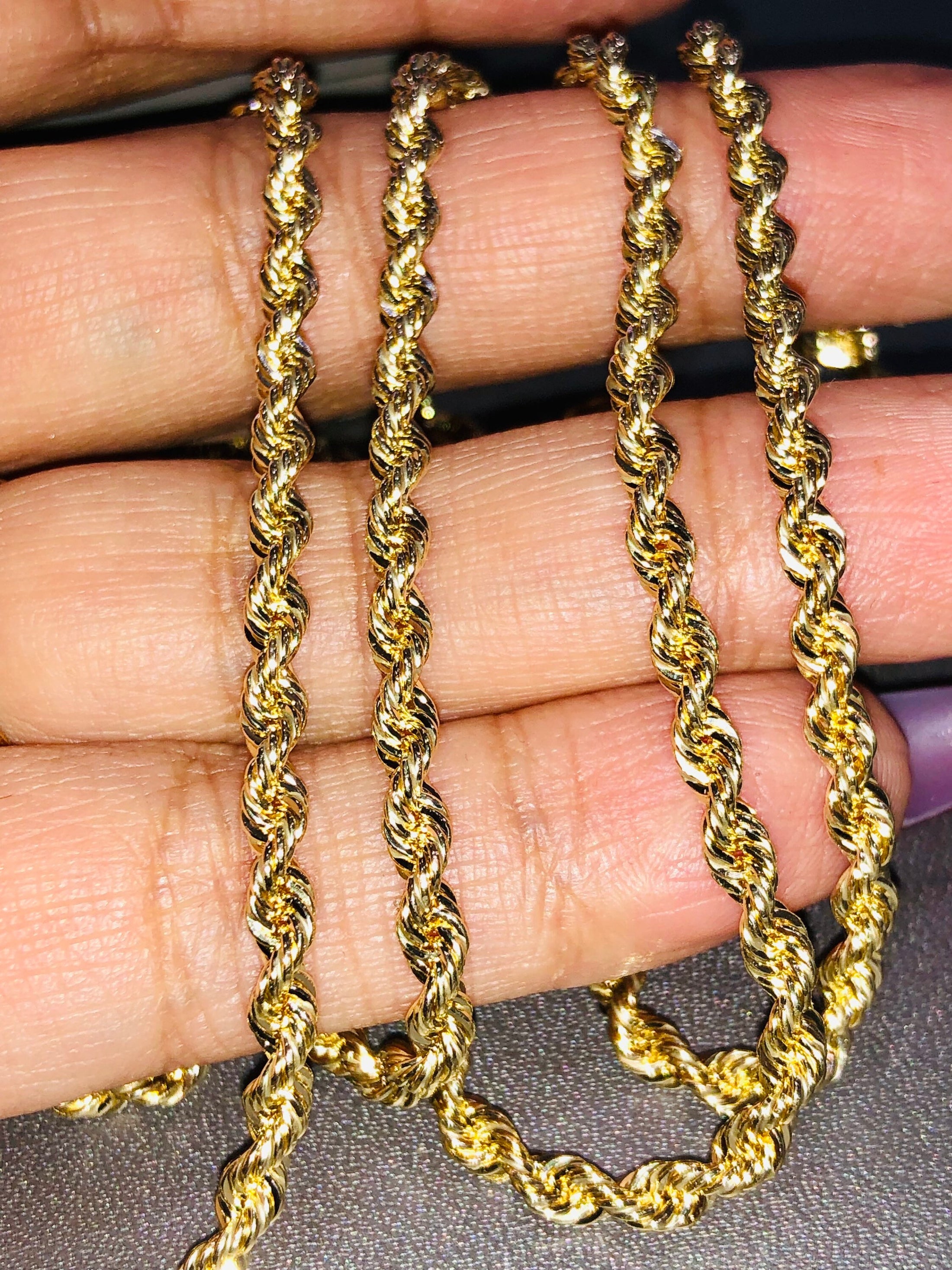 10k solid real gold diamond cut rope chain so beautiful perfect gift holiday birthday anniversary Free appraisal Not plated gift wrapped