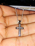 Cargar la imagen en la vista de la galería, Real diamond cross pendant charm beautiful elegant necklace. chain included unisex best gift Christmas birthday anniversary free gift box!
