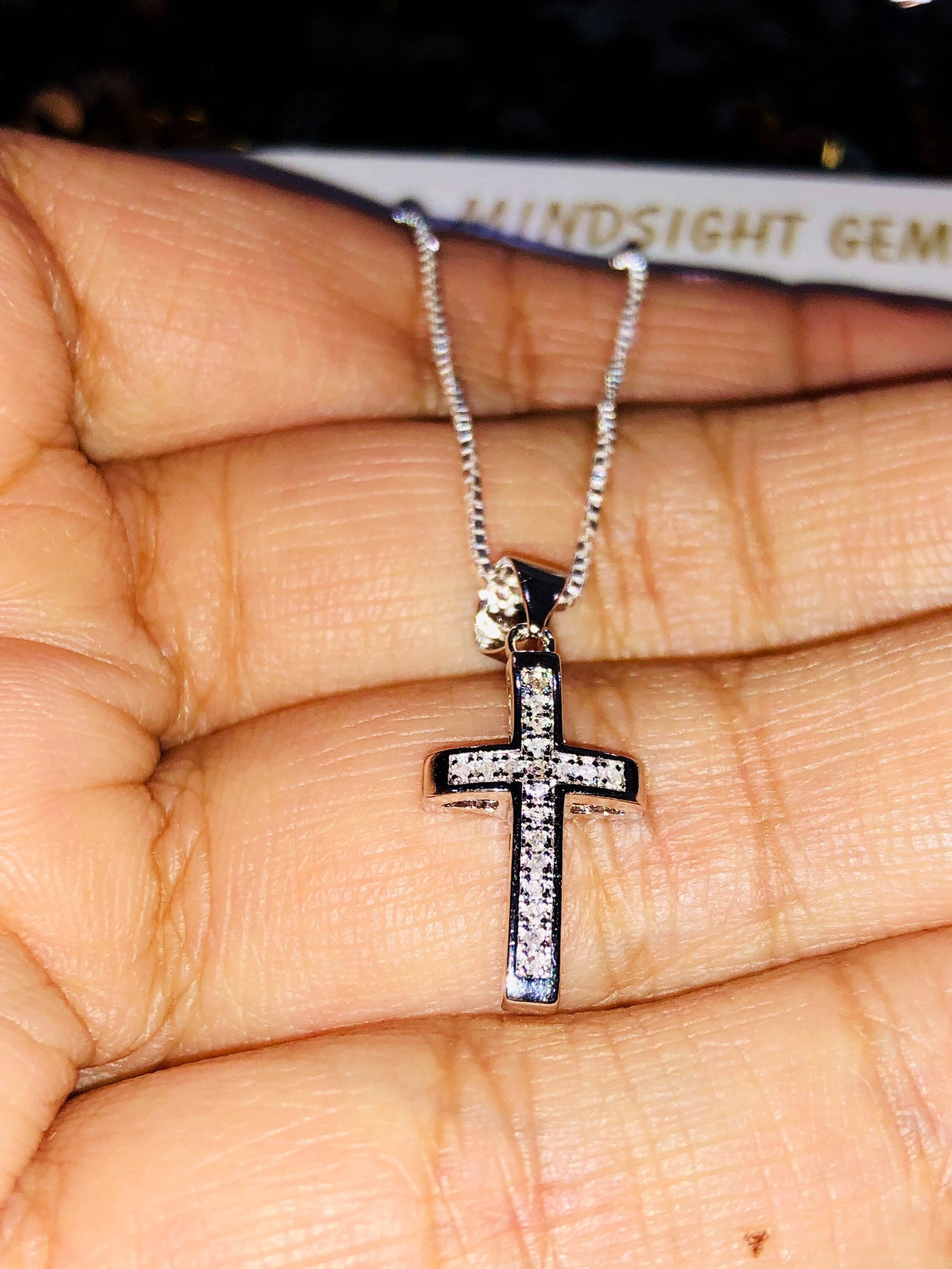 Real diamond cross pendant charm beautiful elegant necklace. chain included unisex best gift Christmas birthday anniversary free gift box!