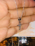 Cargar la imagen en la vista de la galería, Real diamond cross pendant charm beautiful elegant necklace. chain included unisex best gift Christmas birthday anniversary free gift box!
