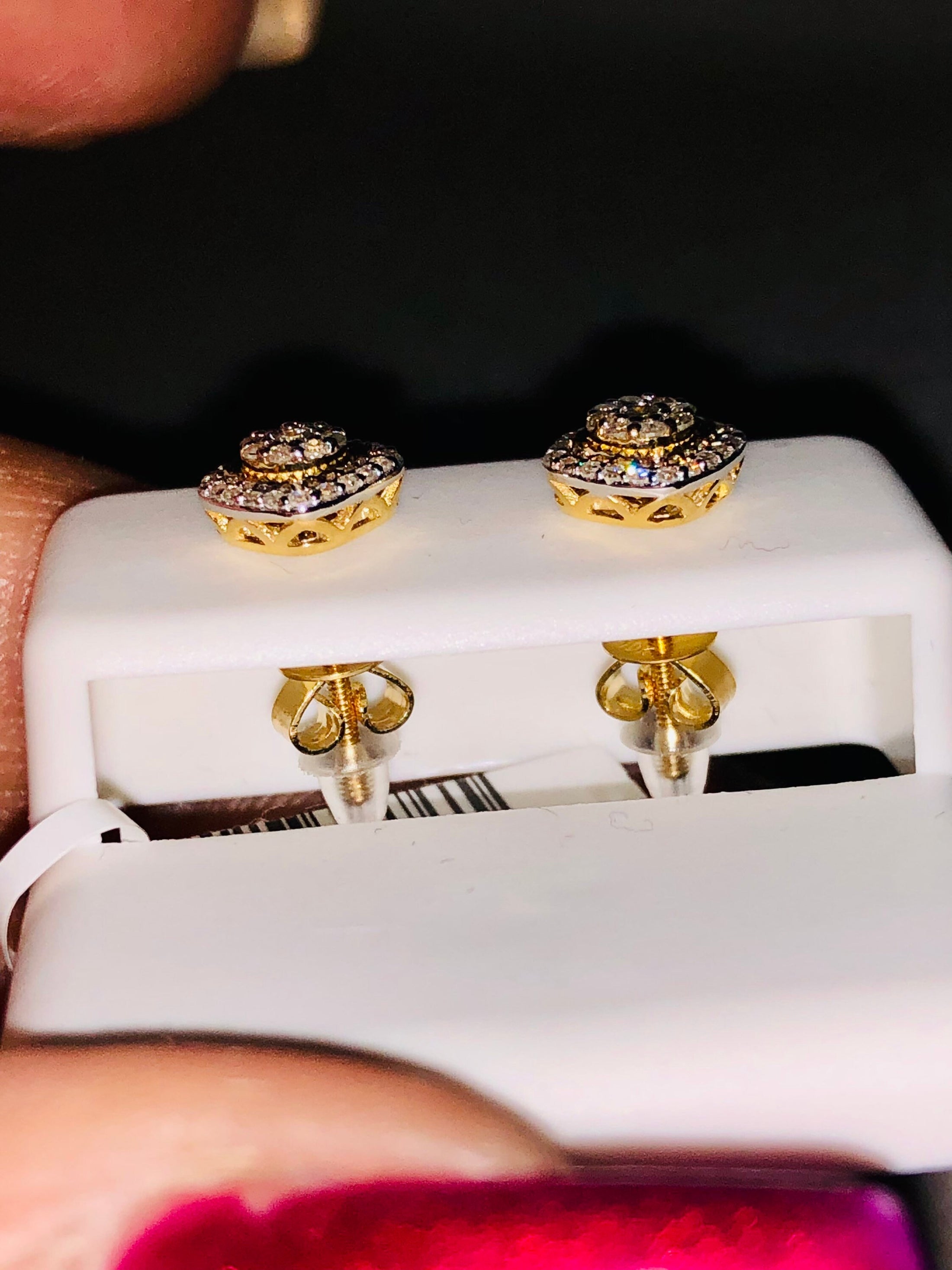 Real Diamond Earrings | 10k Gold | Diamond Studs | Bling | For Her | For Him | Christmas Gift Anniversary Gift For Men/Women Valentines Day