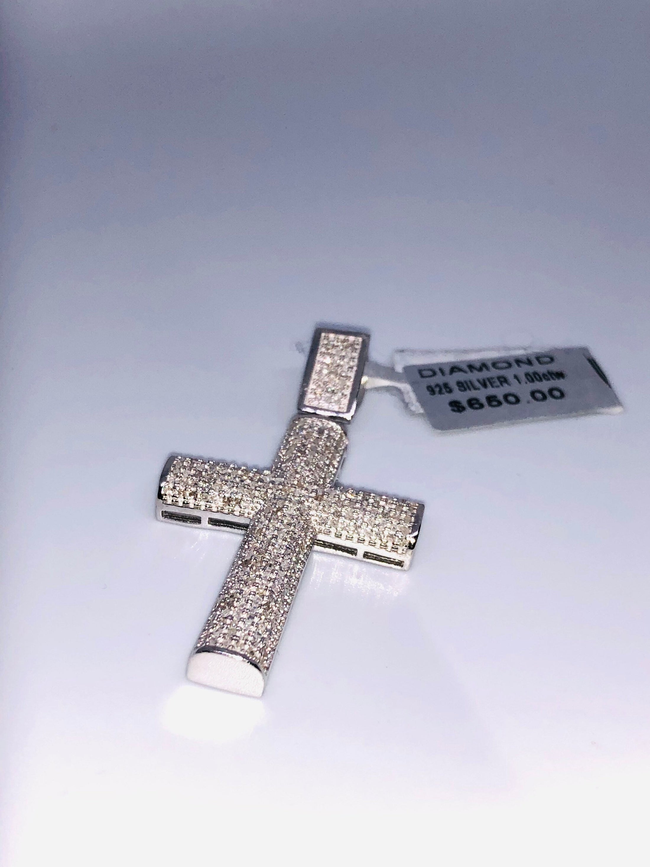 10k white gold vermeil Genuine Natural Diamond 1ct Cross Pendant Not CZ Not Moissanite Not Fake Custom made Best gift unbeatable huge sale!