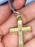 Load image into Gallery viewer, 10k yellow gold vermeil Genuine natural diamond cross pendant 1/2 carat beautiful custom made diamond cross nest gift for your loved one wow
