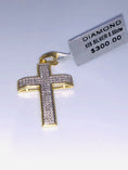 Load image into Gallery viewer, 10k yellow gold vermeil Genuine natural diamond cross pendant 1/2 carat beautiful custom made diamond cross nest gift for your loved one wow
