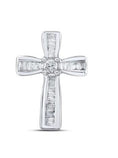 Cargar la imagen en la vista de la galería, 10k white gold vermeil Genuine Real diamond custom cross pendant charm elegant best holiday birthday anniversary gift 925 stamped silver
