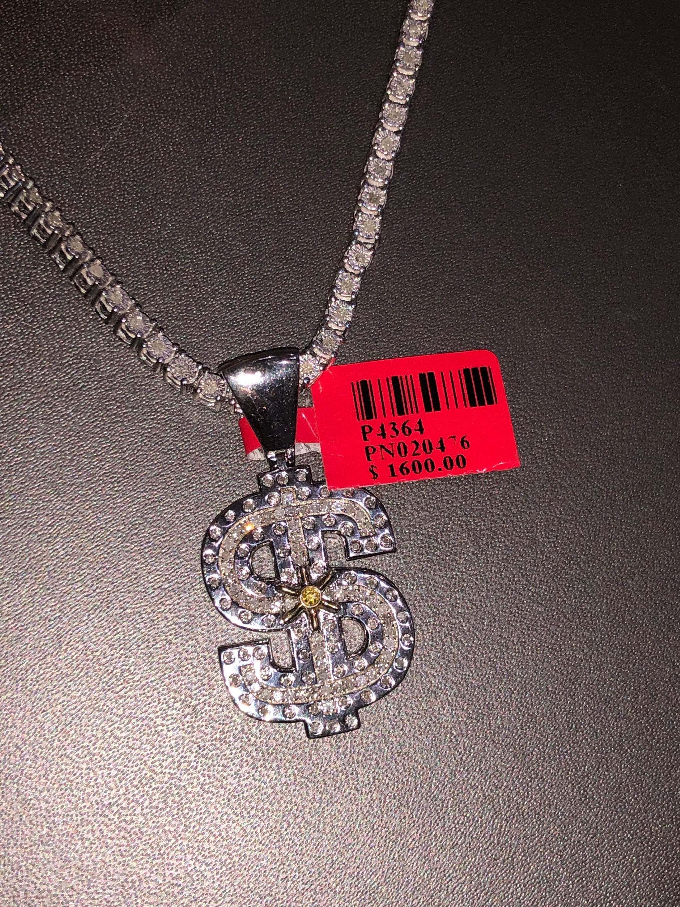 Real Diamond not CZ not lab made 10k white gold vermeil dollar sign vault pendant charm custom made best gift for men birthday hip hop Sale!