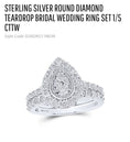 Load image into Gallery viewer, 10k white gold vermeil Real genuine natural diamond bridal engagement ring set Not cz no fake stones Authenticity card included wedding gift

