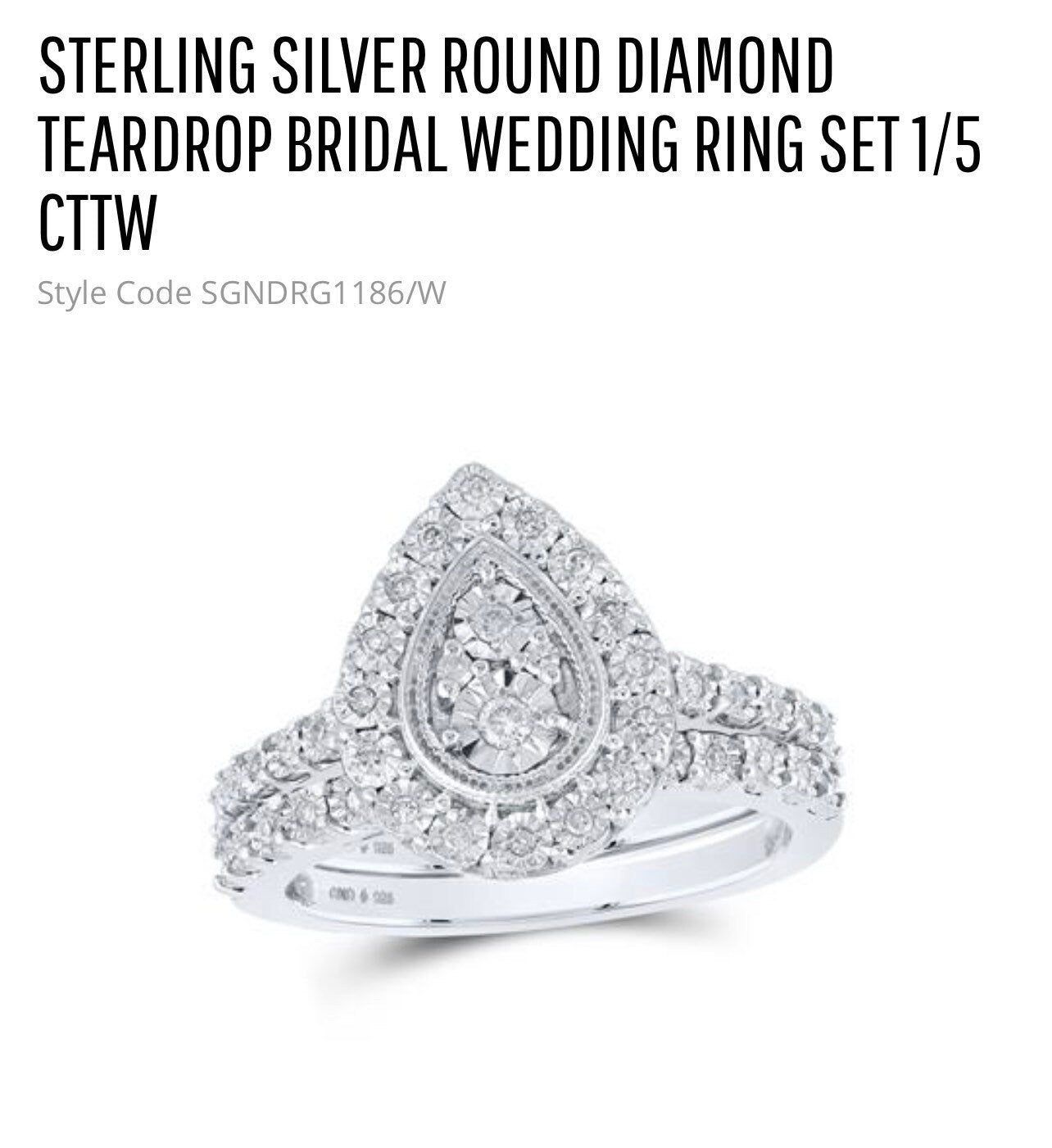 10k white gold vermeil Real genuine natural diamond bridal engagement ring set Not cz no fake stones Authenticity card included wedding gift