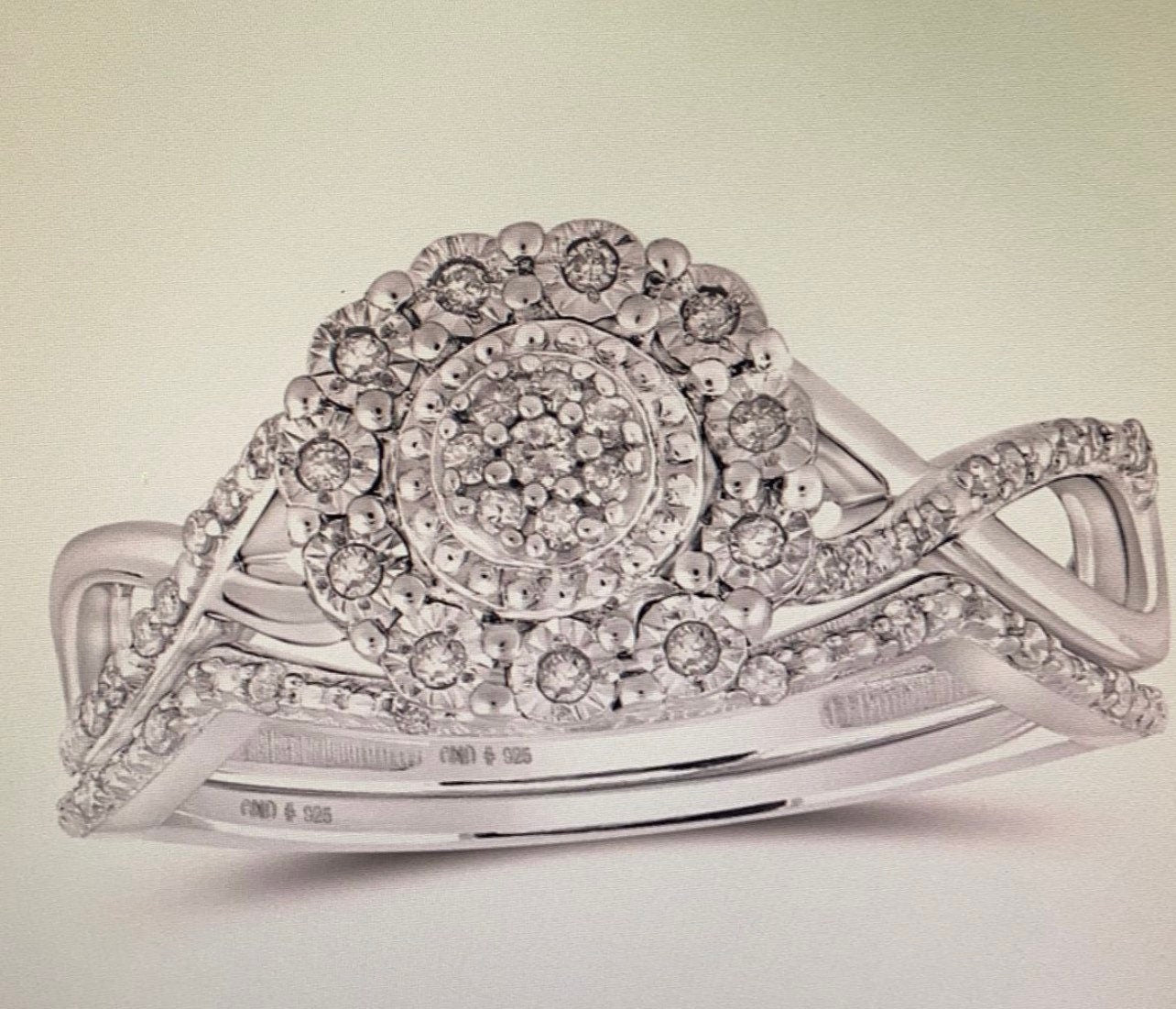 10k white gold vermeil Real genuine natural diamond bridal engagement ring set Not cz no fake stones Authenticity card included wedding gift