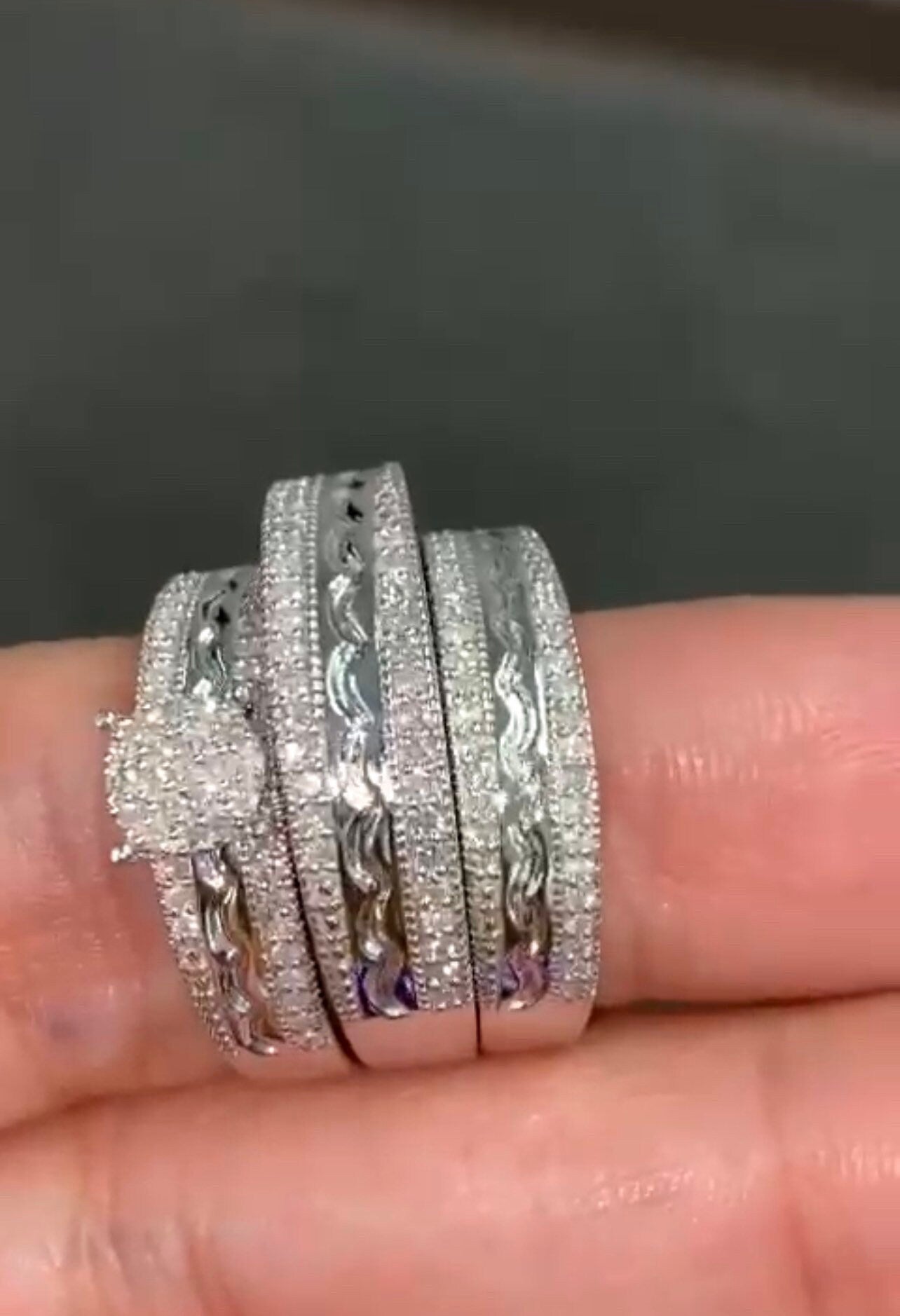 Beautiful custom made real genuine diamond bridal wedding ring matching set for his her ring free appraisal huge sale! Wedding engagement