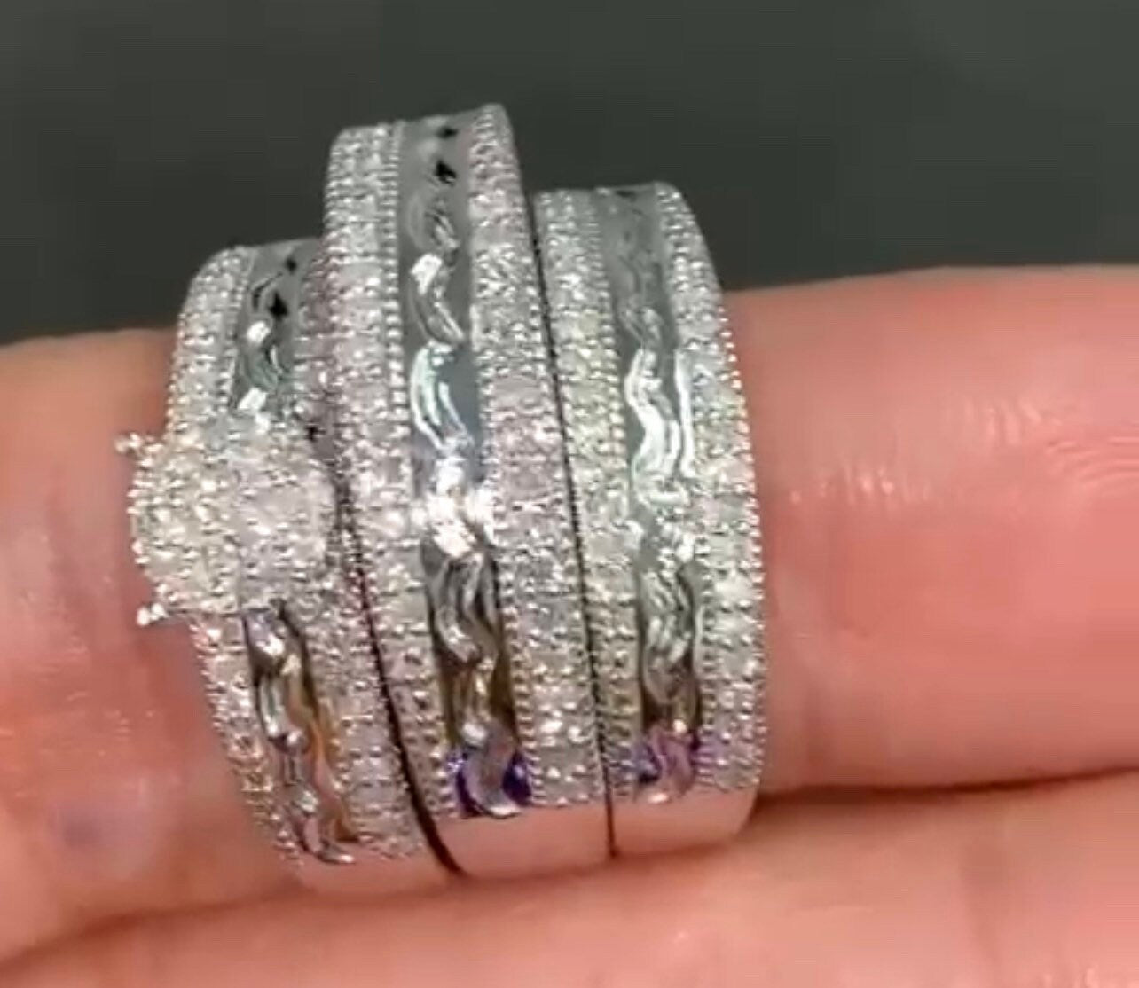 Beautiful custom made real genuine diamond bridal wedding ring matching set for his her ring free appraisal huge sale! Wedding engagement