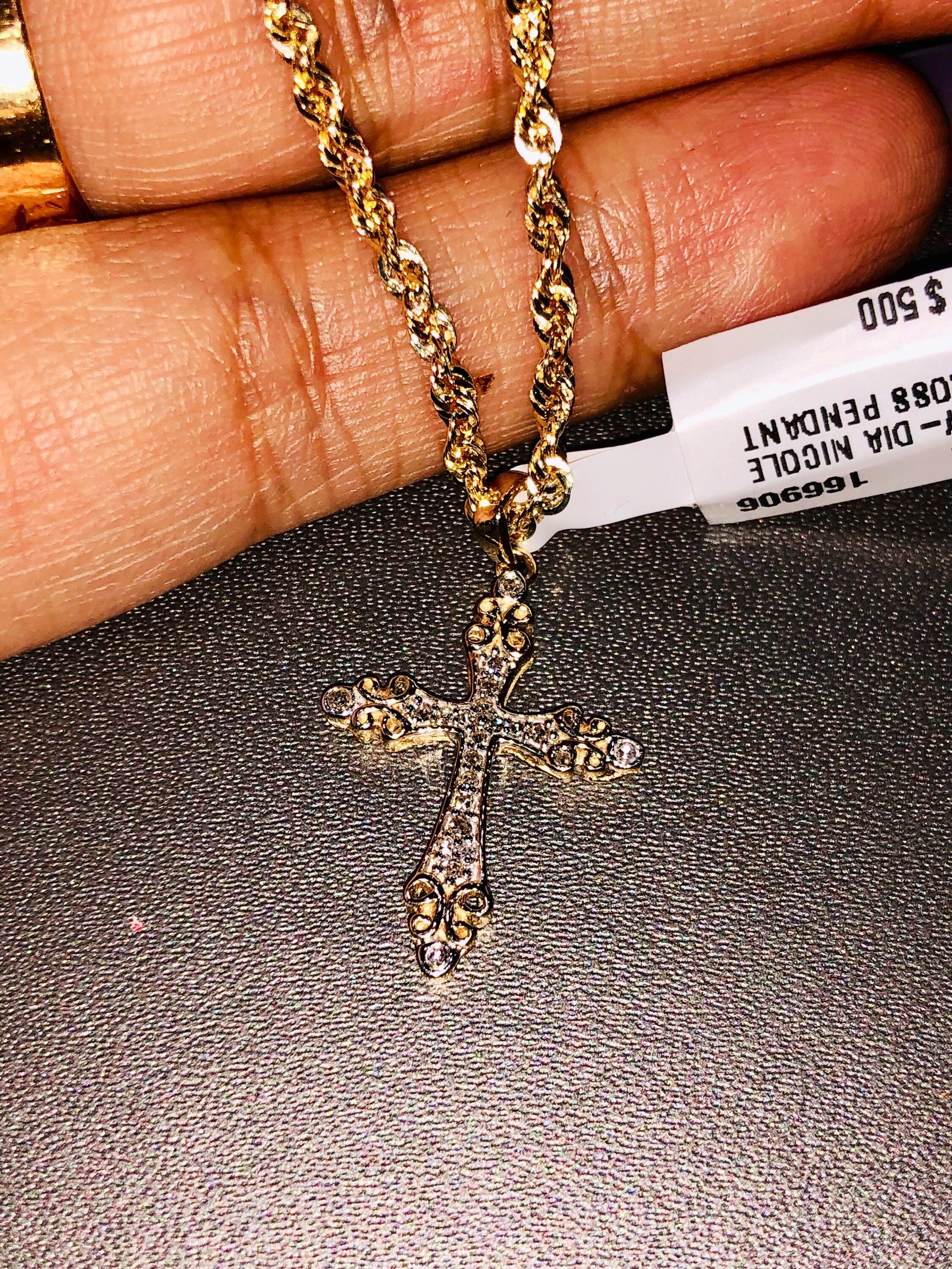 10k solid real gold real natural diamond cross necklace set not CZ not plated free appraisal, Free Ship, Free gift wrap for Christmas Gift