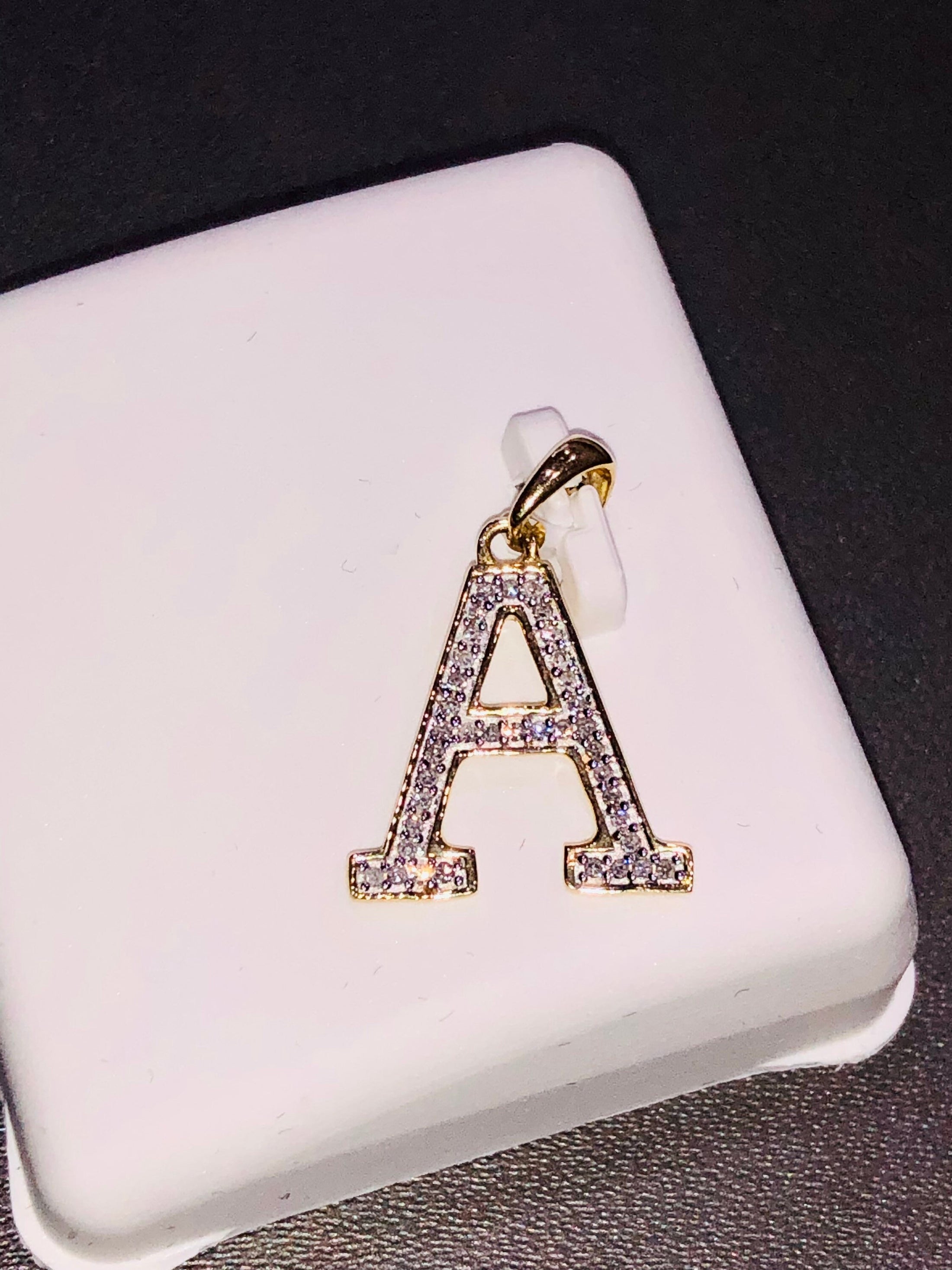 10k Solid Gold | Monogram Pendant Necklace | Diamond Letter Pendant | Initial Necklace | Name Pendant | Letter Charm Pendant | Christmas