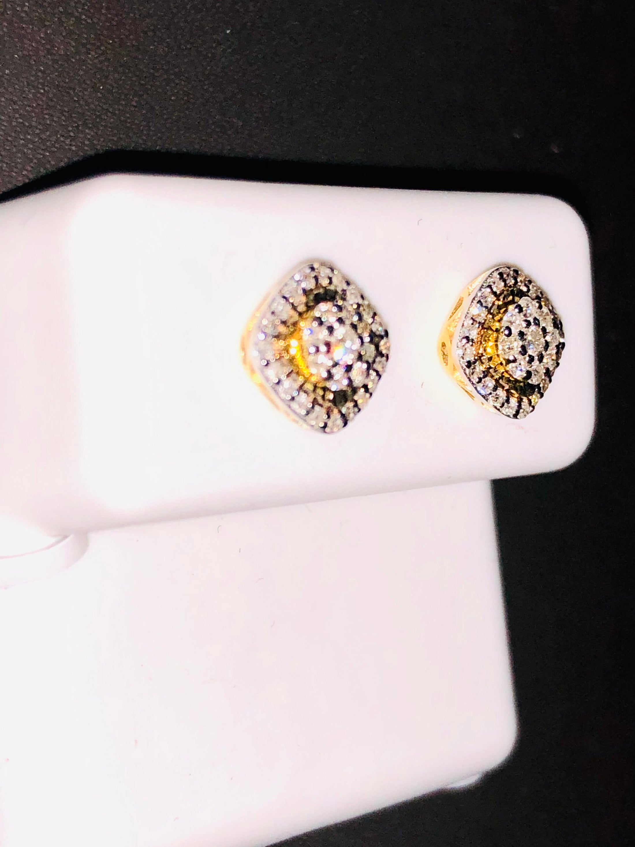 Real Diamond Earrings | 10k Gold | Diamond Studs | Bling | For Her | For Him | Christmas Gift Anniversary Gift For Men/Women Valentines Day