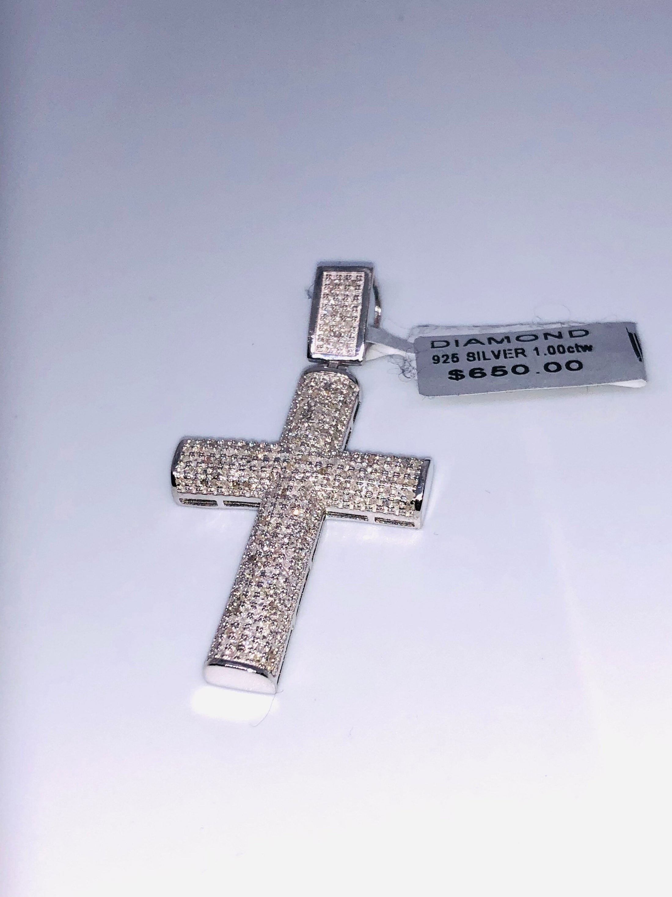 10k white gold vermeil Genuine Natural Diamond 1ct Cross Pendant Not CZ Not Moissanite Not Fake Custom made Best gift unbeatable huge sale!