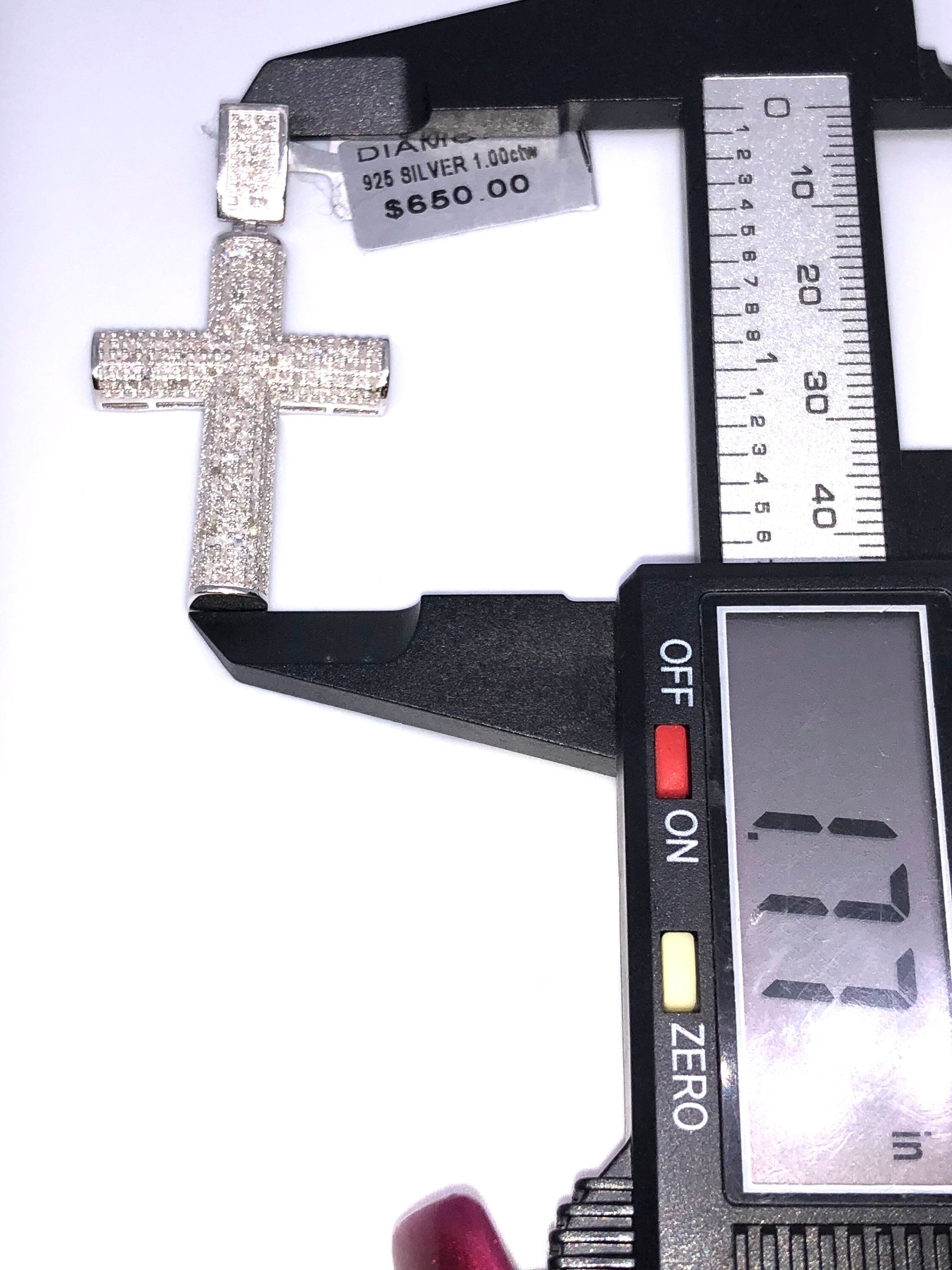 10k white gold vermeil Genuine Natural Diamond 1ct Cross Pendant Not CZ Not Moissanite Not Fake Custom made Best gift unbeatable huge sale!