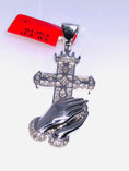 Load image into Gallery viewer, Custom made Genuine natural diamond prayer Hand cross pendant charm so perfect and beautiful best gift birthday anniversary religious wow!
