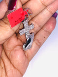 Load image into Gallery viewer, Custom made Genuine natural diamond prayer Hand cross pendant charm so perfect and beautiful best gift birthday anniversary religious wow!
