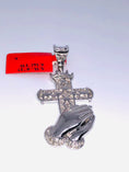 Load image into Gallery viewer, Custom made Genuine natural diamond prayer Hand cross pendant charm so perfect and beautiful best gift birthday anniversary religious wow!
