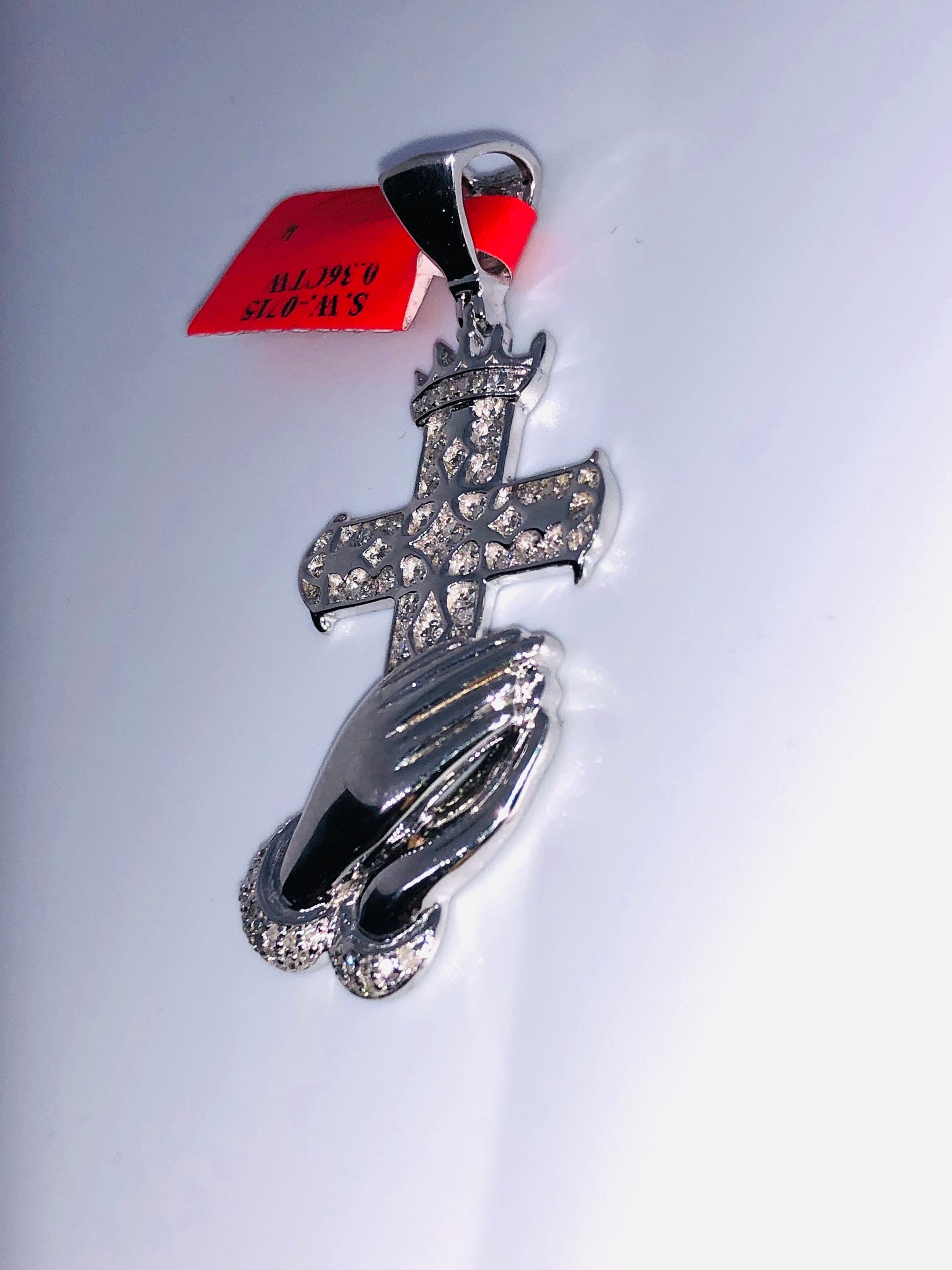 Custom made Genuine natural diamond prayer Hand cross pendant charm so perfect and beautiful best gift birthday anniversary religious wow!