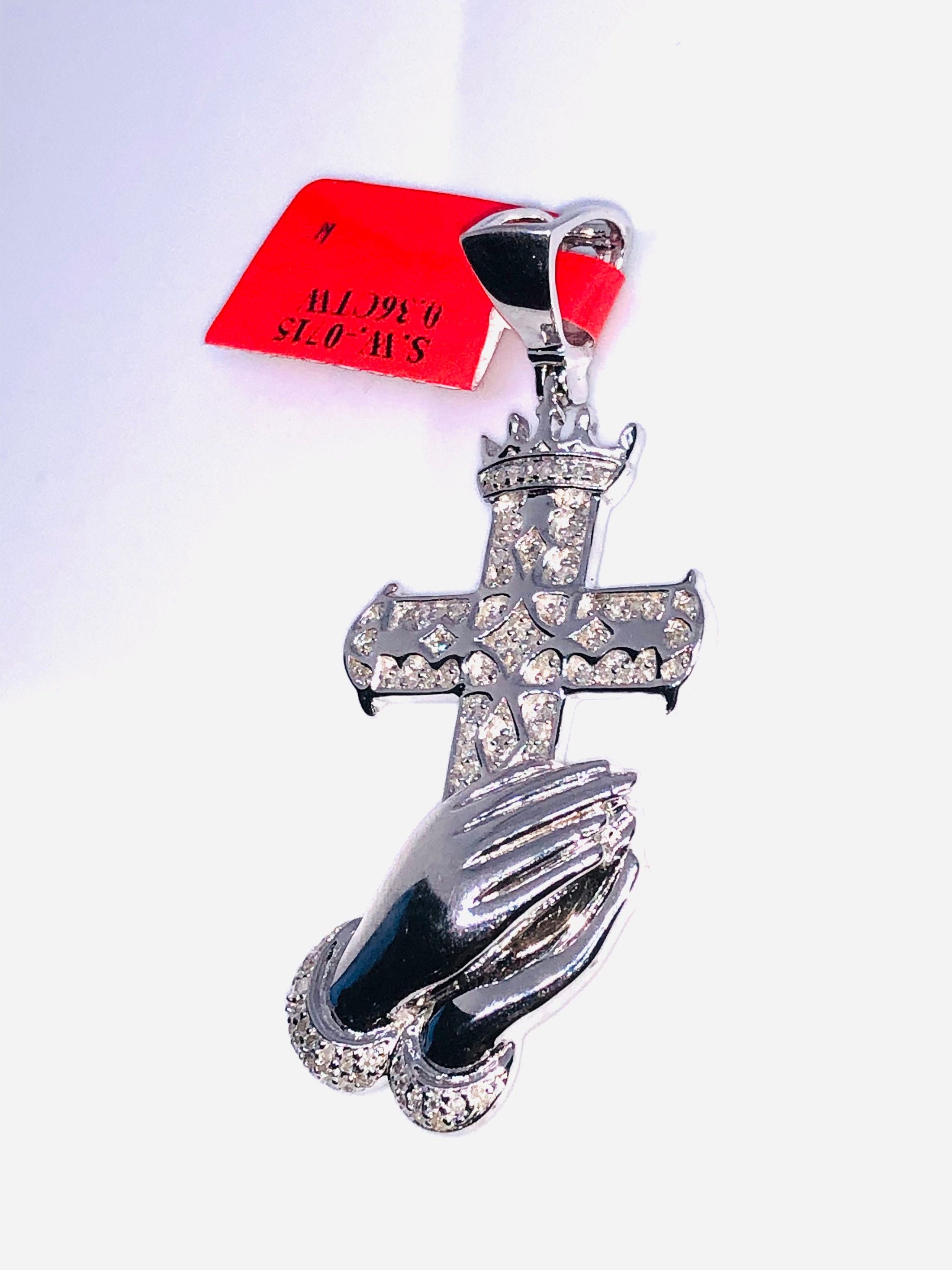 Custom made Genuine natural diamond prayer Hand cross pendant charm so perfect and beautiful best gift birthday anniversary religious wow!