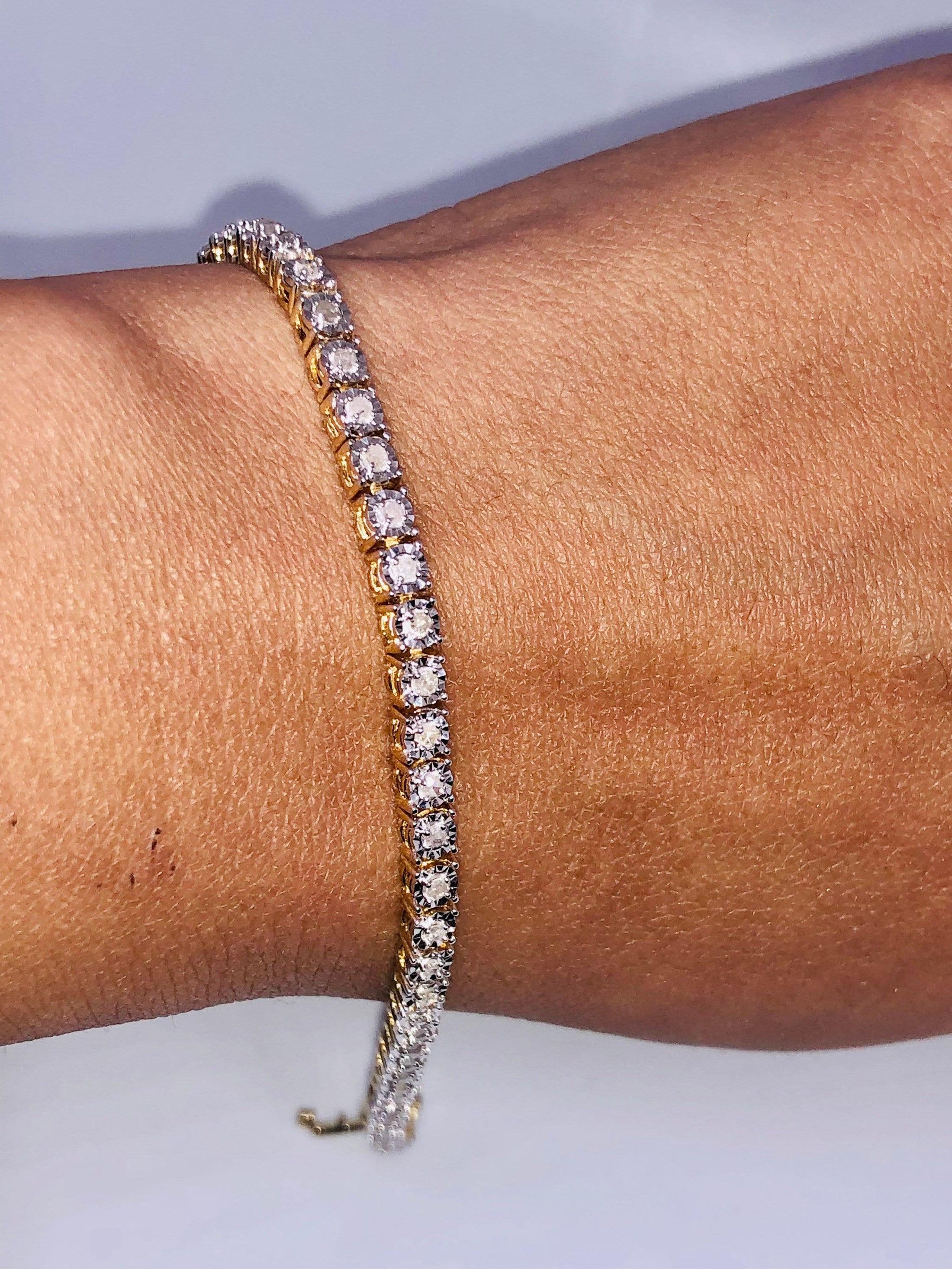 Real Diamond Bracelet | 10k Gold Vermeil | 1cttw | Tennis Bracelet | Hiphop Tennis Chain | For Him | For Her | Christmas Gift