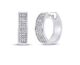 Cargar la imagen en la vista de la galería, Natural genuine diamond triple row hoop Huggies earrings so beautiful anniversary wedding birthday holiday authenticity & gift wrapped
