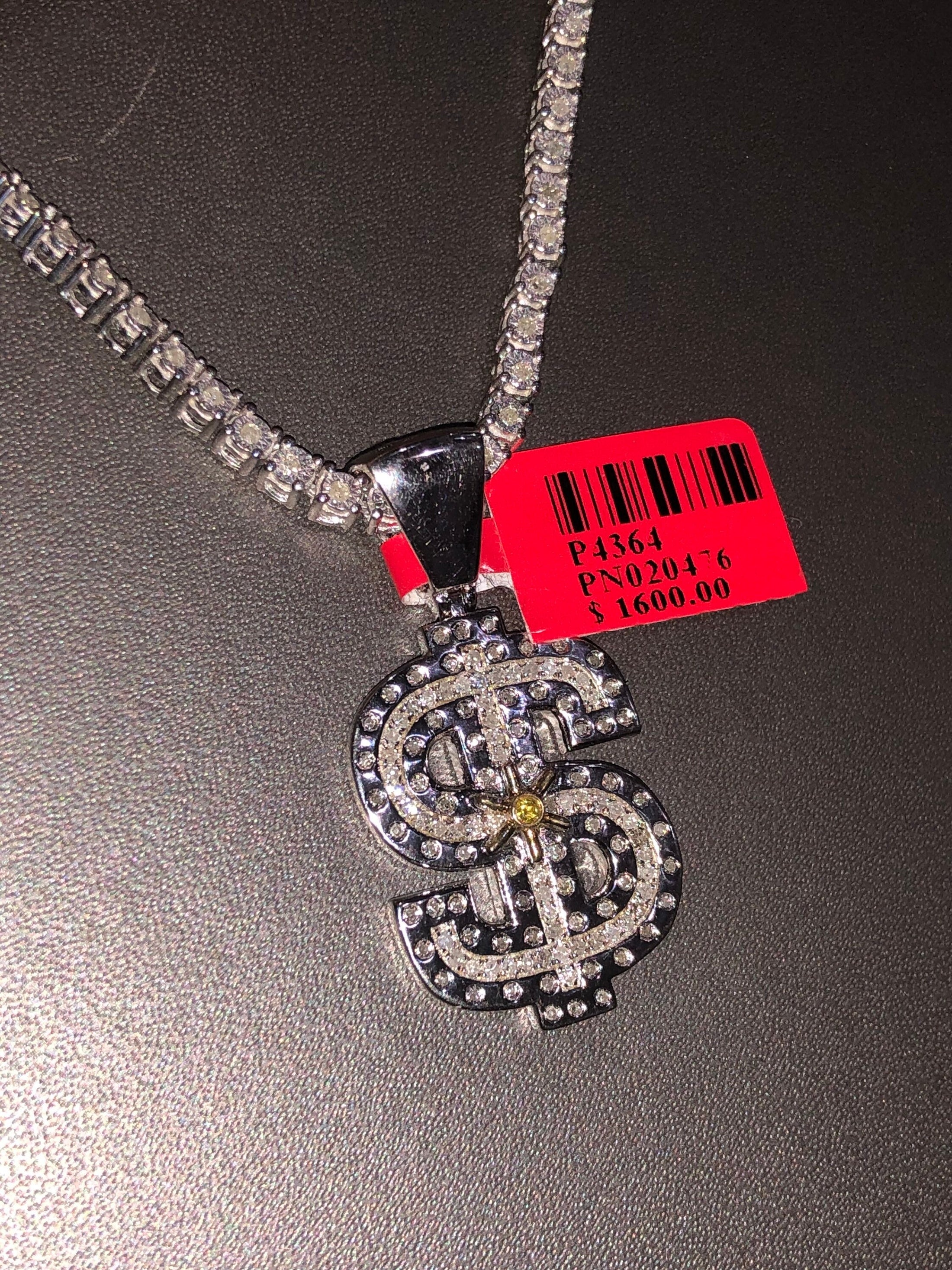 Real Diamond not CZ not lab made 10k white gold vermeil dollar sign vault pendant charm custom made best gift for men birthday hip hop Sale!