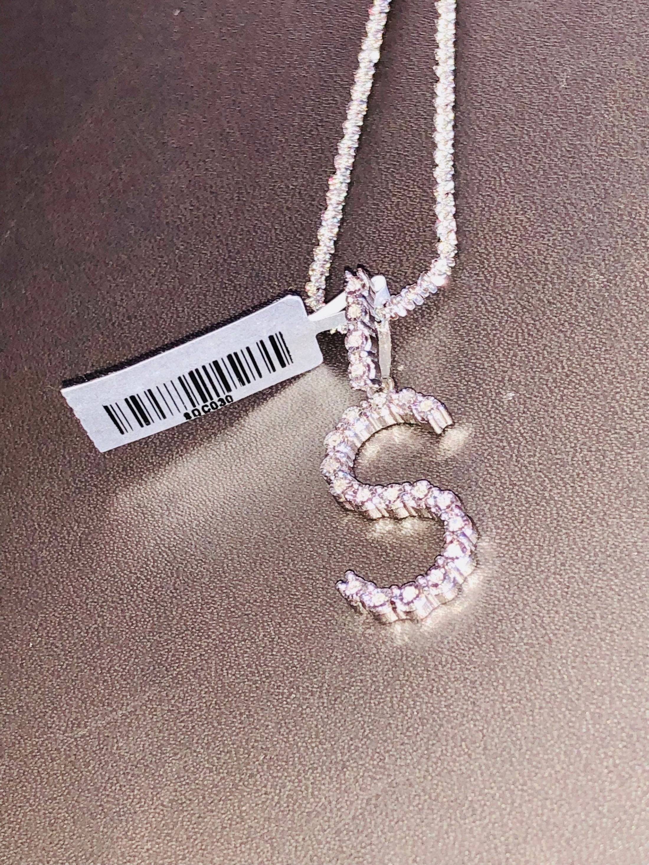 S initial Real Diamond letter pendant charm not CZ not moissanite not fake huge sale on diamond jewelry best gift w/Turkish sparkle chain
