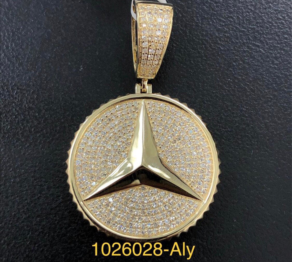 10k solid gold real diamond custom designed pendant, Car logo, Luxury car pendant, Not plated, Not lab made, Free Appraisal, Best gift SALE