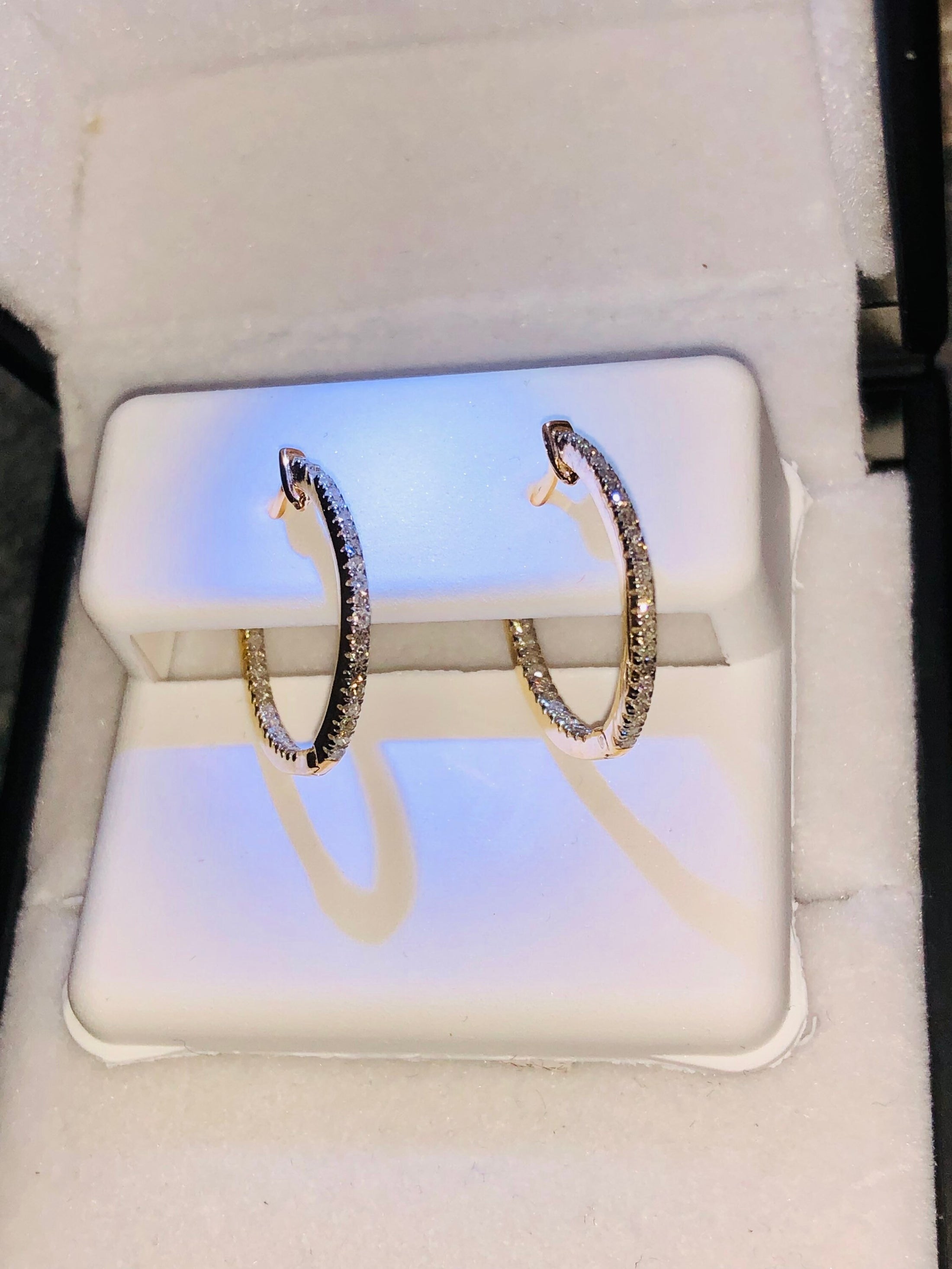 Diamond Hoop Earrings | 10k Gold Vermeil | Iced Out Hoops | Bling | For Her | For Him | Christmas Gift