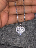 Load image into Gallery viewer, Exquisite 10k white gold vermeil Urn cremation ash charm pendant bracelet or necklace Hand Crafted W/ Swarovski crystals always in my heart
